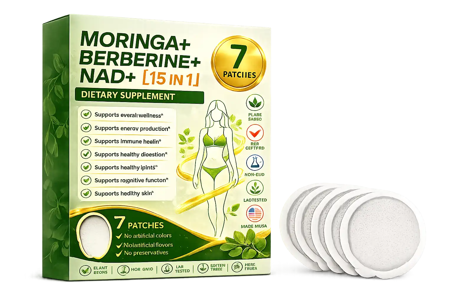 US Moringa+ Berberine+ NAD+ 15-in-1 Patch | 7 Patches/Box